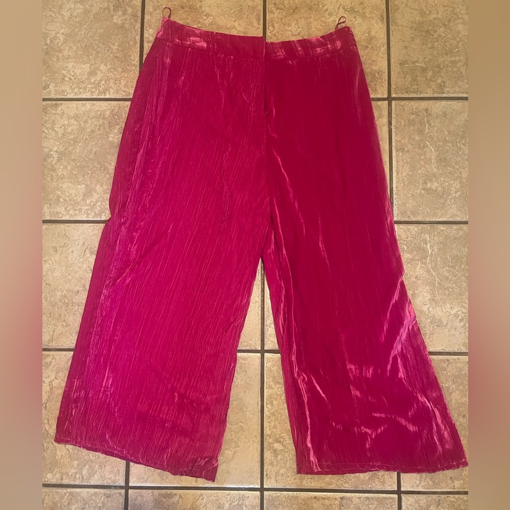 Nasty Gal Pink Crushed velvet wide leg pants